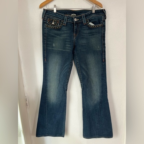 True, religion section joy studded, jeans, wide, leg, size 32 - Picture 1 of 8